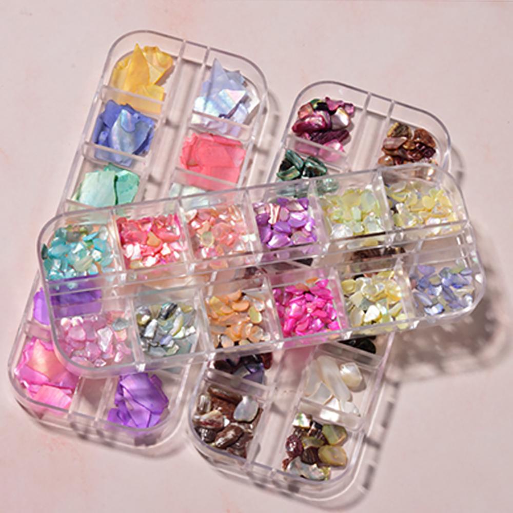 AUGUSTINA Augustina Nail Art Dekorasi DIY Ukuran Campur Symphony Manicure Irregular Nail Shell Flakes