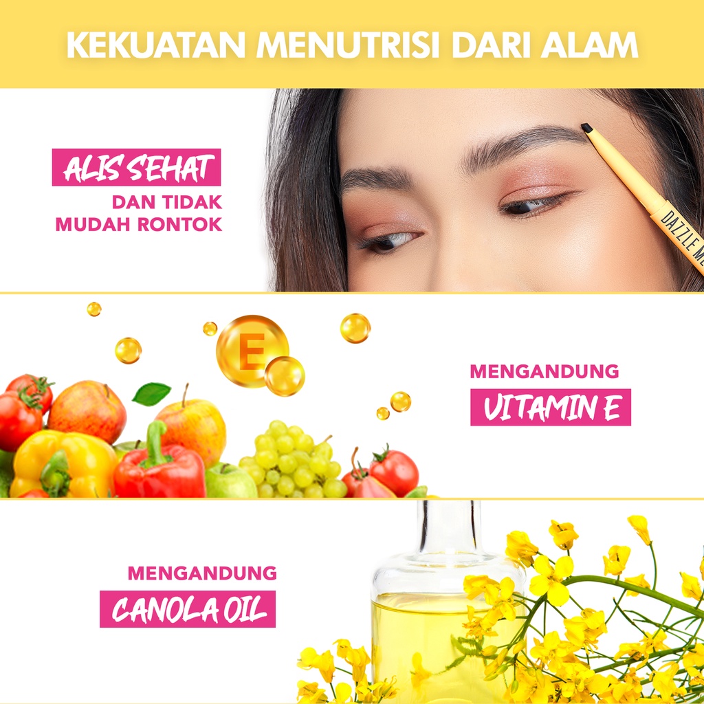 DAZZLE ME Brow Likey | PENSIL ALIS DAZZLE ME | Automatic Eyebrow Pencil Tahan Air Waterproof Long Lasting Pensil alis | Eyebrow DazzleMe | Eyebrow Dazzle Me ( YOU MAKEUPS OFFICIAL STORE )