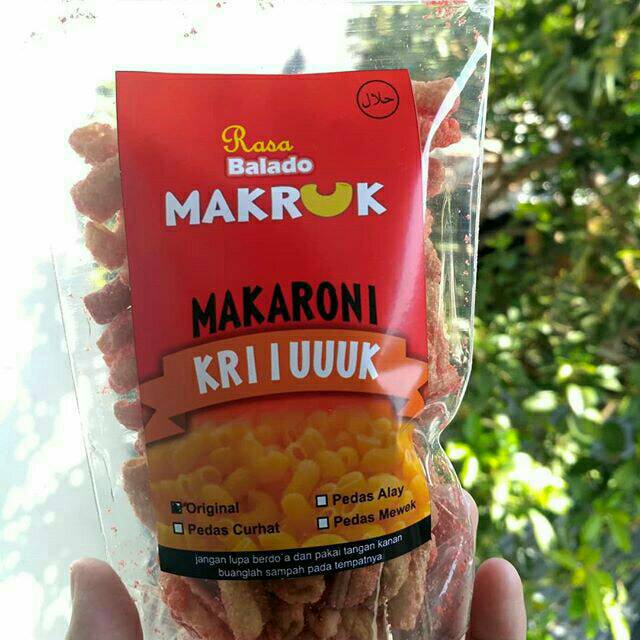 

Makaroni kriuuuk pedas rasa balado dengan berbagai level 60 gr