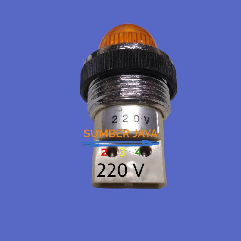 LAMPU PILOT 220V / BOHLAM PILOT 220V 25MM KUNING