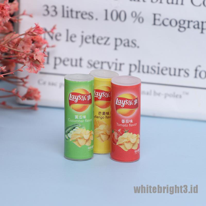 (white3) 3pcs Miniatur Botol Keripik Kentang Skala 1: 12 Untuk Dekorasi Dapur Rumah Boneka