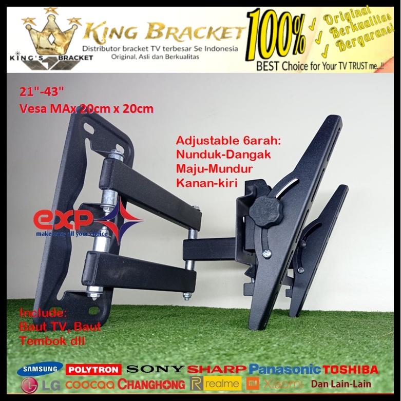 Bracket TV REALME 14 s/d 43 inch 6 ARAH FULL BESI SUPER KOKOH GARANSI 100% ORI