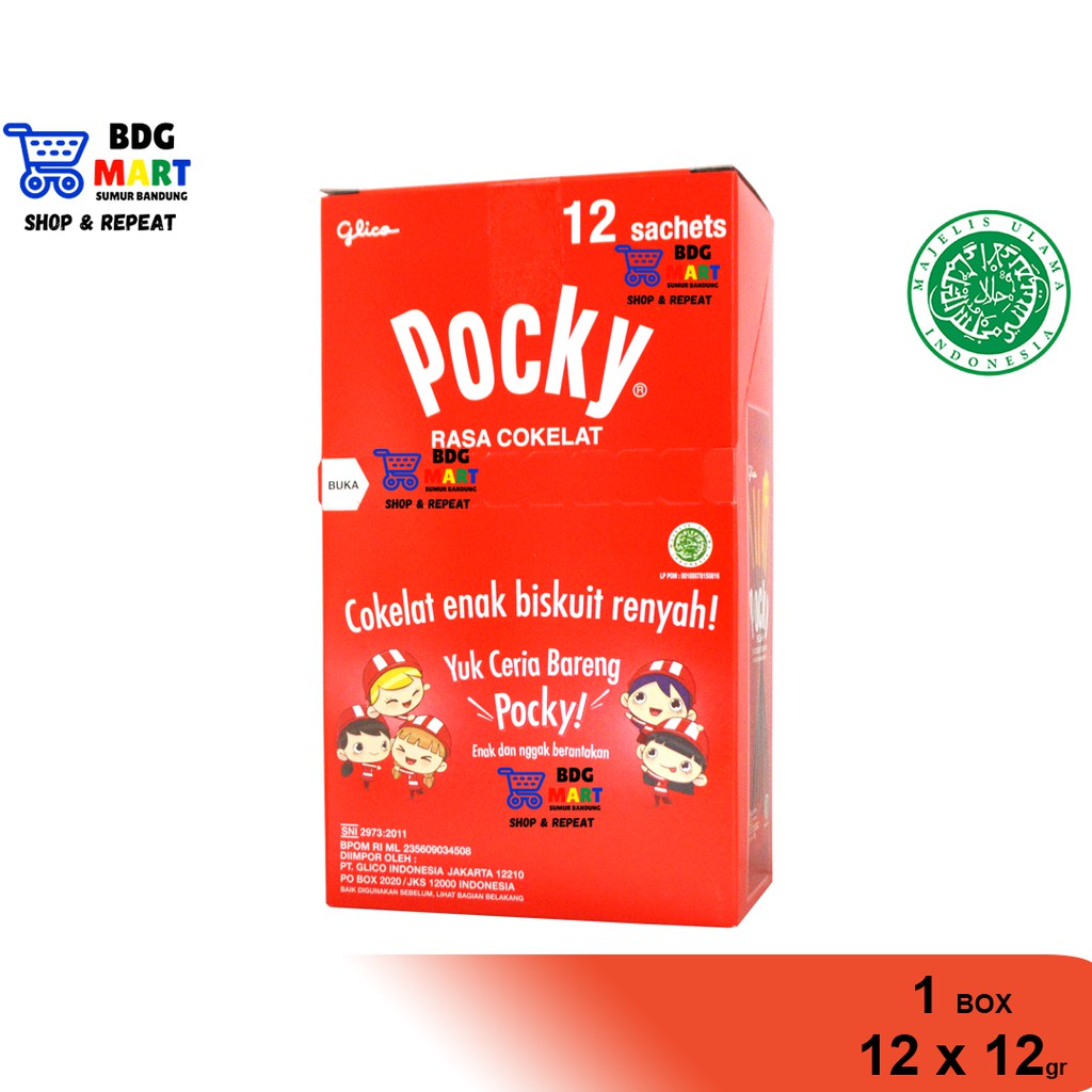 

BOX SACHET Pocky Chocolate Kue Biskuit Stik Lapis Krim Coklat Halal - 12pcs x 12gr