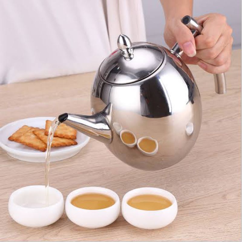 Teko Teh Dengan Saringan / Teko Teh Stainless / Kettle Teko Teh Teapot Dengan Filter Penyaring 2.4l