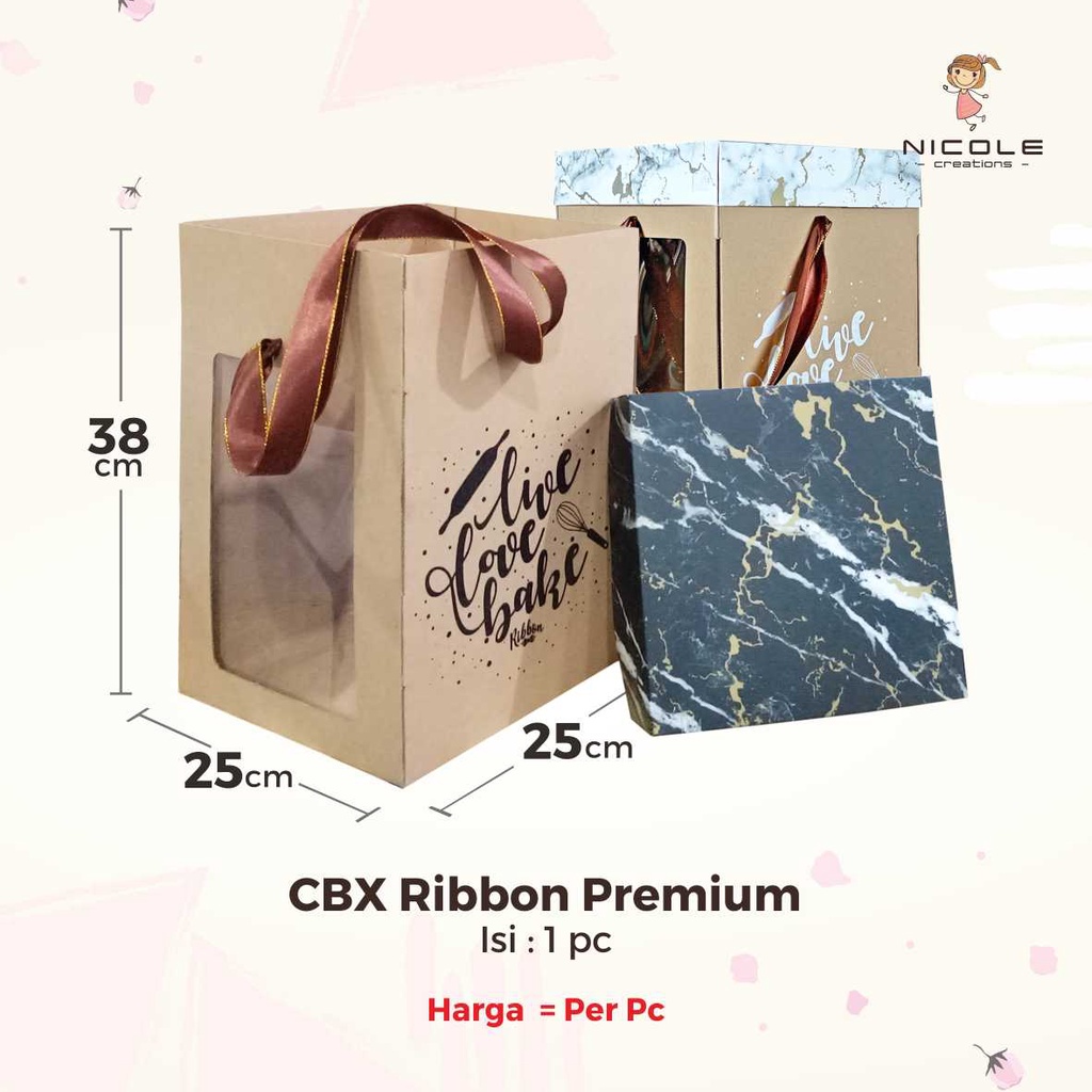 Cake Box/Packaging Kue/Kotak Kue/Kemasan Kue Ribbon Premium 25 cm by Nicole Creation Bandung
