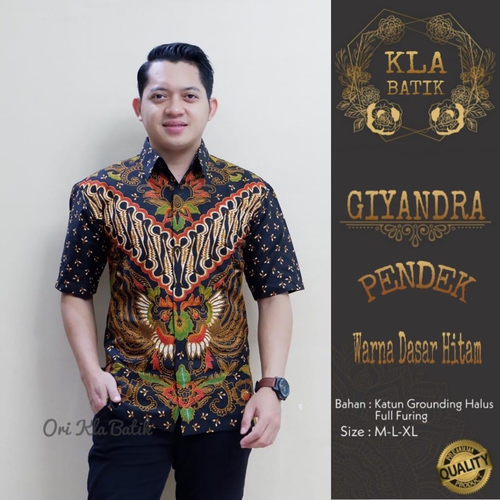 GIYANDRA Kemeja Batik Pria PREMIUM Baju Seragam Kantor Lengan Pendek Katun Halus FULL FURING KLA