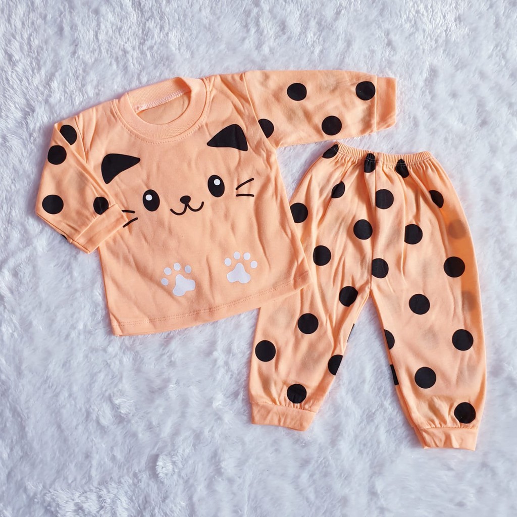 COD Bayar Ditempat Baju Baby / Baju Piyama Anak Motif Kucing / Setelan Anak / Baby Alicia