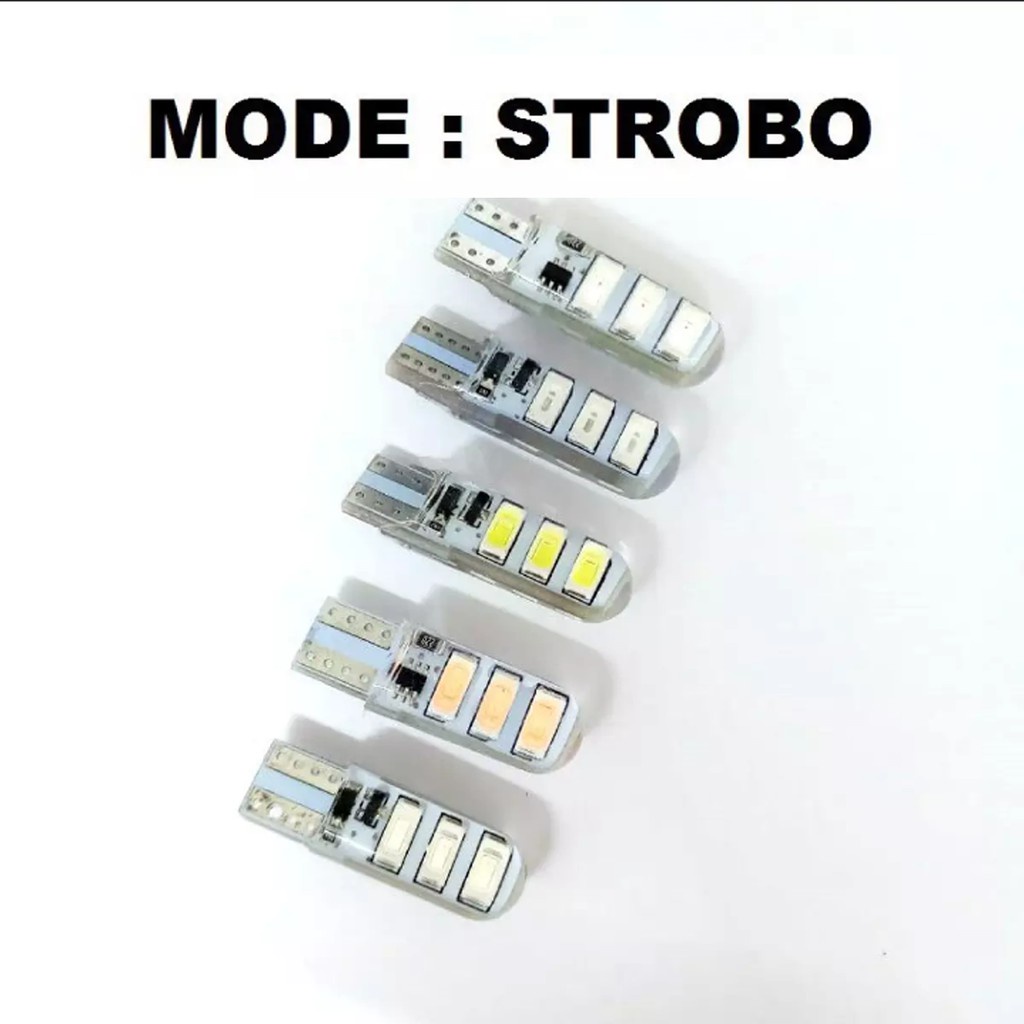 LAMPU LED T10 GEL MODE STROBO 6 TITIK LED