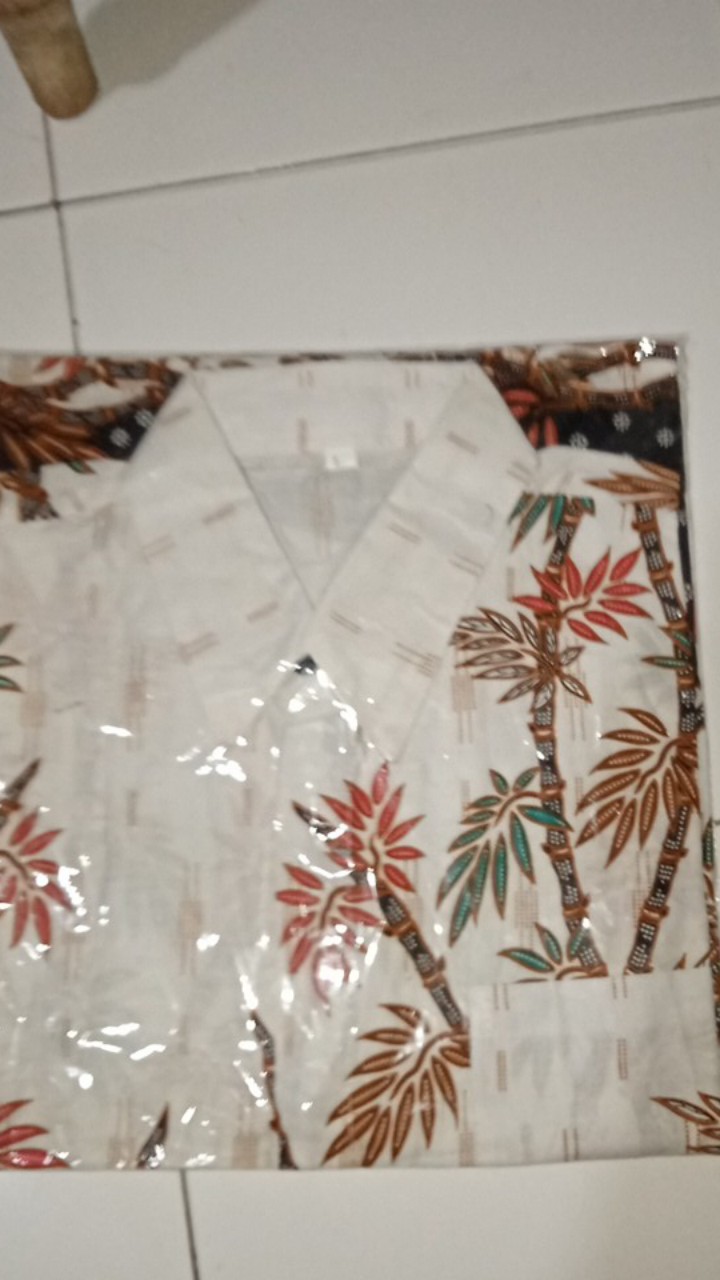 Maura Couple - Sania Ruffle Batik Couple Ori Ndoro Jowi Dnt Motif Bambu Putih Sarimbit Keluarga