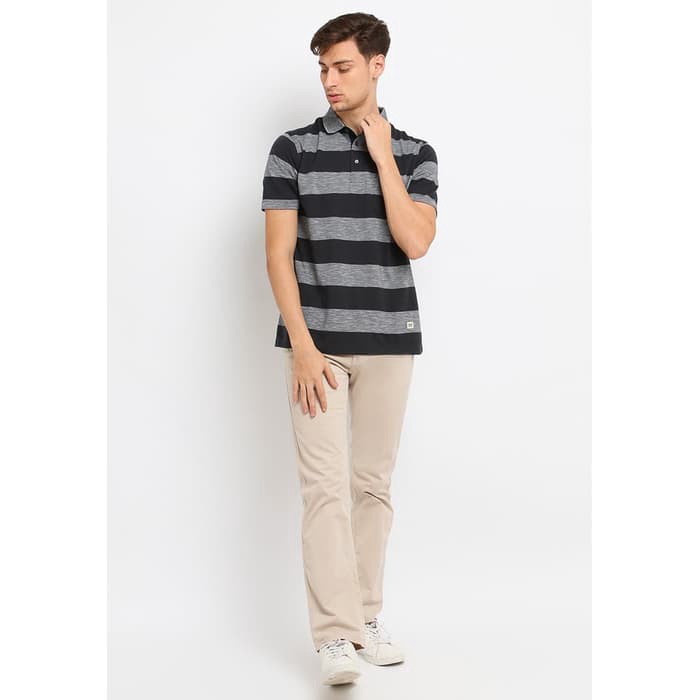 Baju Pria Polo Shirt Stripe Navy Arnett Original
