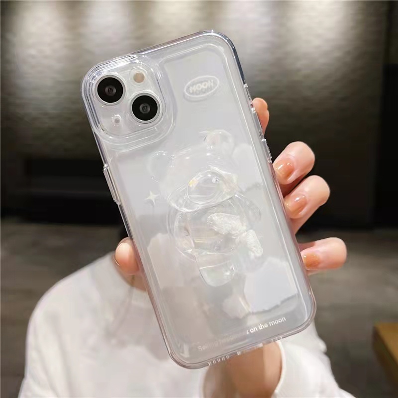 Case Akrilik Transparan 13 Pro 13prm Dengan Holder Beruang Untuk iPhone 11 7Plus 8Plus Xr XS 13 12 Pro Max