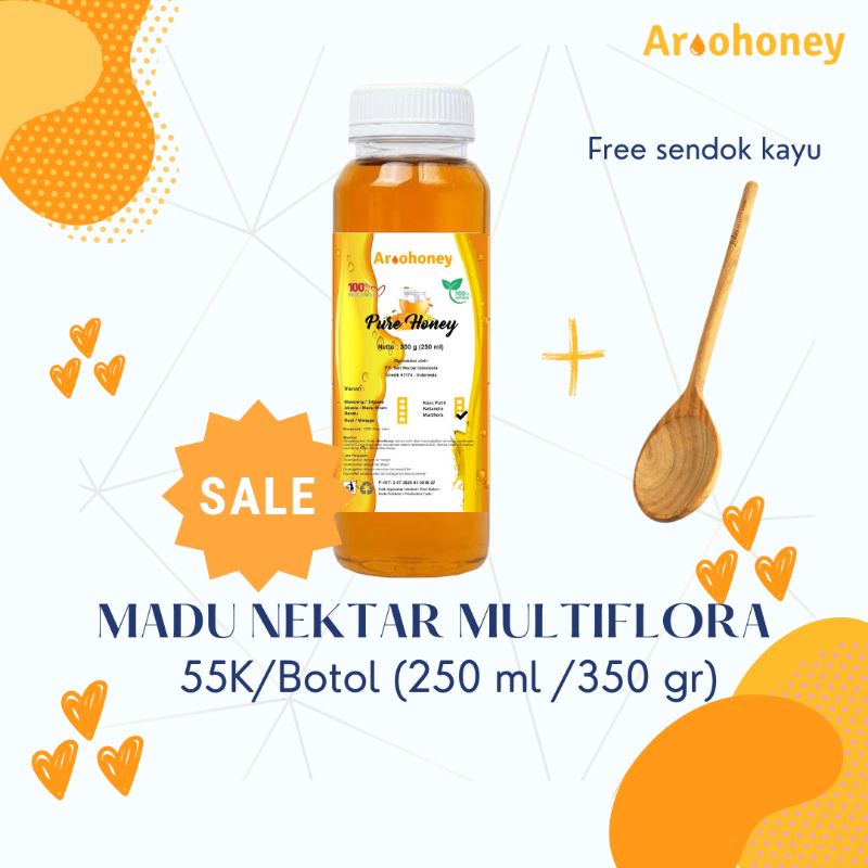 

MADU MULTIFLORA - AROOHONEY - 100% MURNI KEMASAN BOTOL 250 ML