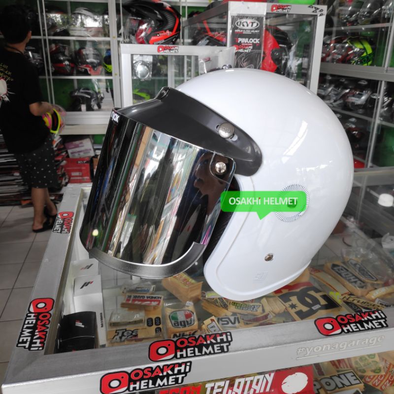 Kaca Visor Helm Honda Scoopy Mode Datar Ala-ala Klasik Masa Kini Kaca Silver Pelangi Smoke Clear