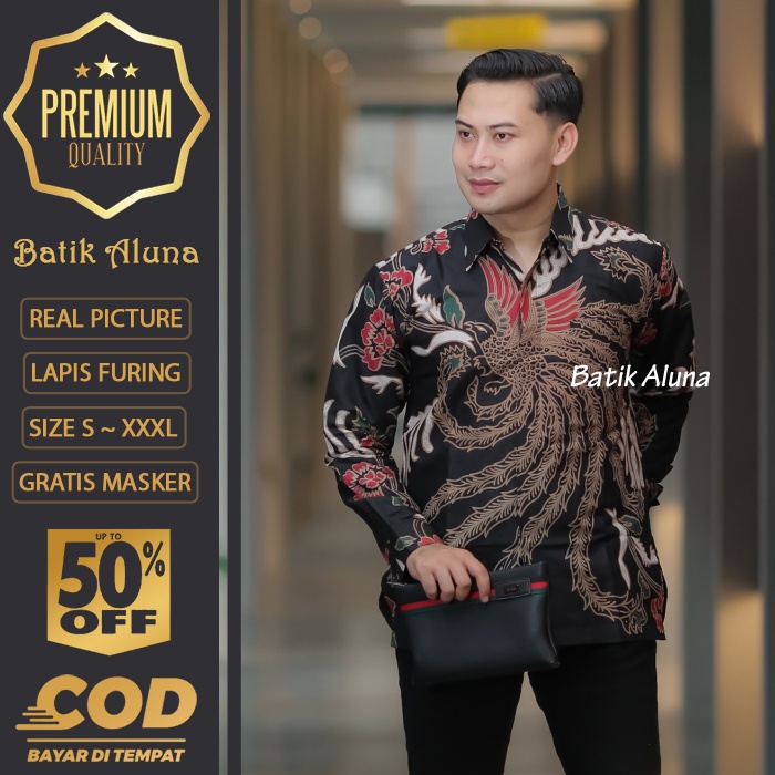 BATIK PRIA LENGAN PANJANG MEWAH PREMIUM ALUNA PRABUSENO SHANGHAI KERIS KEMEJA BATIK ACARA NIKAHAN KE