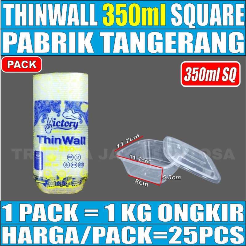 Thinwall Square SQ 350ml Food Container Box Tempat Kotak Makan Plastik Square 350 ml