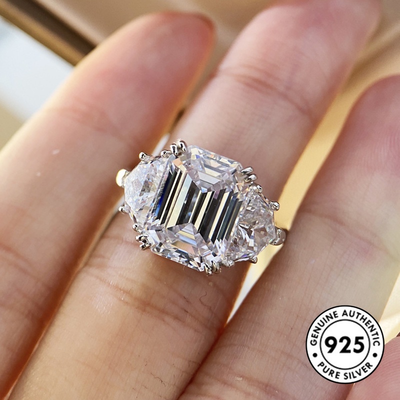 Cincin Berlian Bahan S925 Silver Untuk Wanita