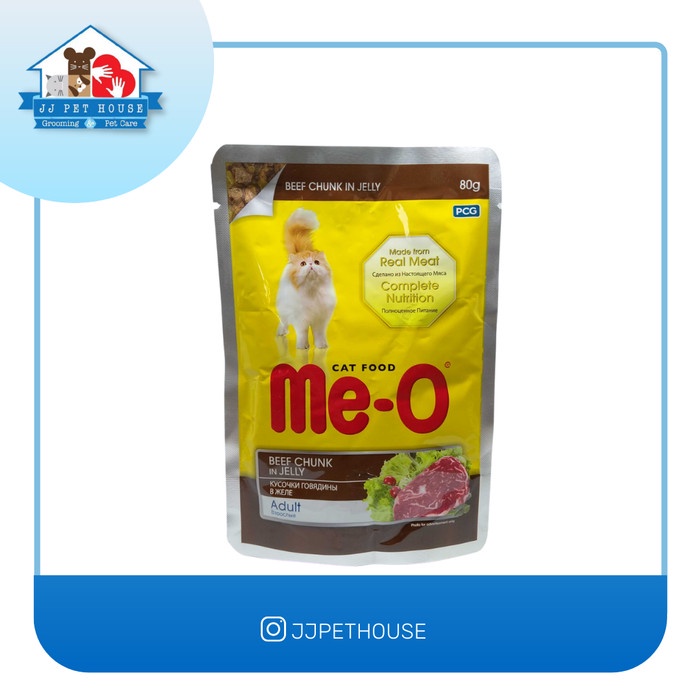 MEO POUCH ADULT BEEF CHUNK 80GR/MAKANAN KUCING