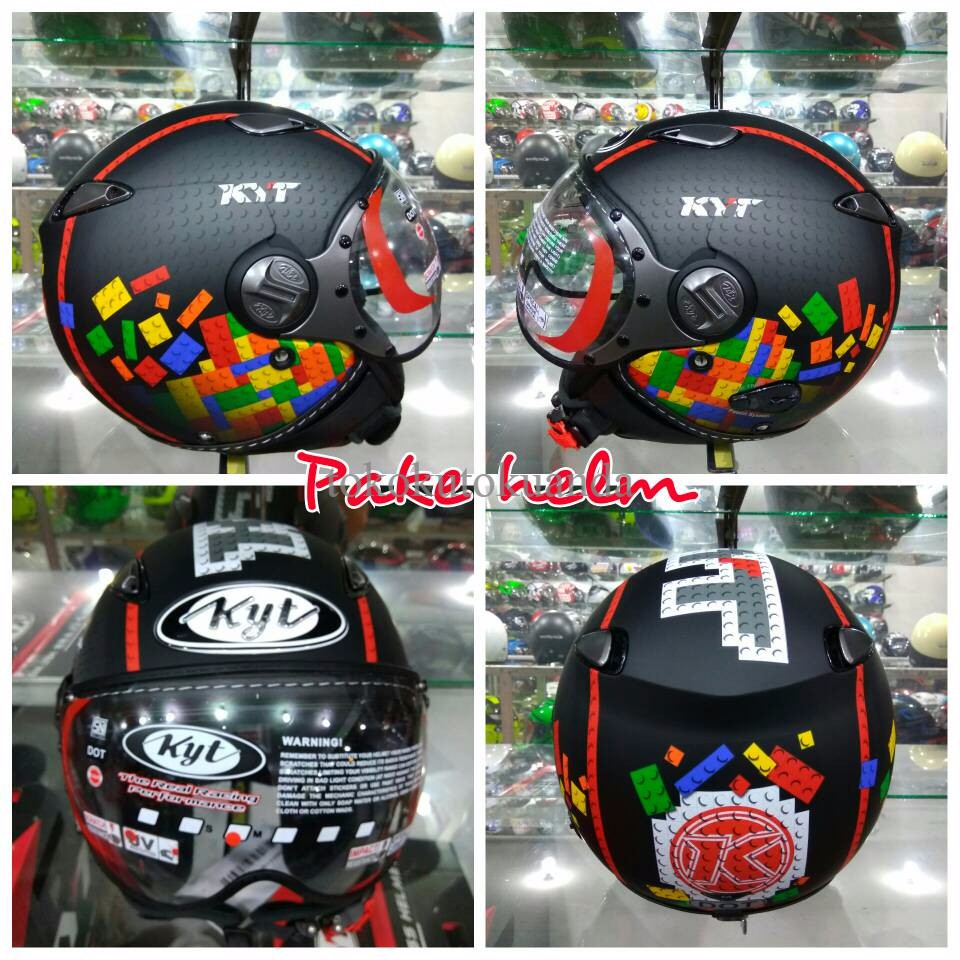 HELM KYT ELSICO RETRO PILOT #5 BLACK DOFF RED