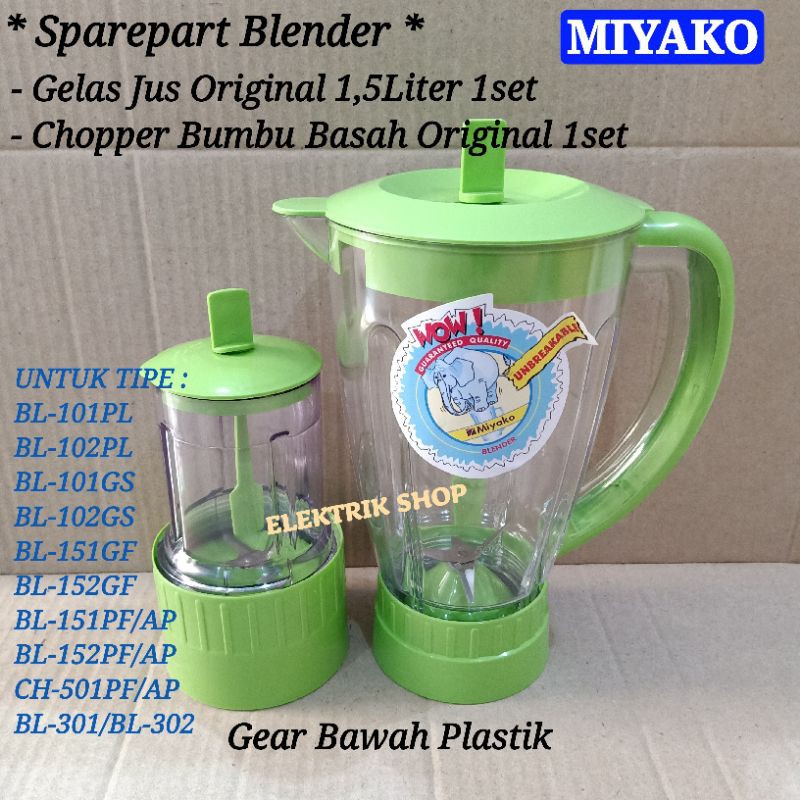 GELAS JUS MIYAKO ORIGINAL 1SET 1,5LITER + CHOPPER BUMBU BASAH ORIGINAL 1 SET