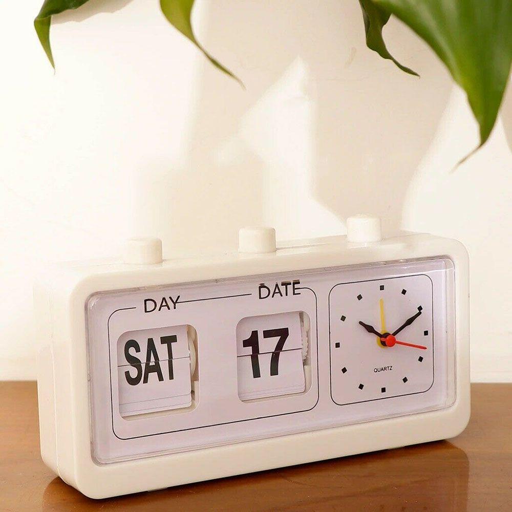 R-flower Date Time Display Clock Gaya Vintage Hadiah Bisnis Jam Weker Rumah