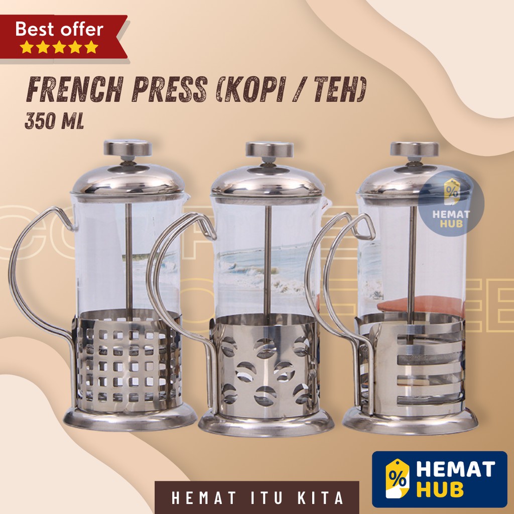 French Press Plunger Coffee Maker Alat Pembuat Peralatan Teko Seduh Kopi Filter Stainless Steel