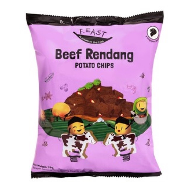 

FEAST BEEF RENDANG POTATO CHIP 70GRAM IMPORT SINGAPORE SNACK KENTANG