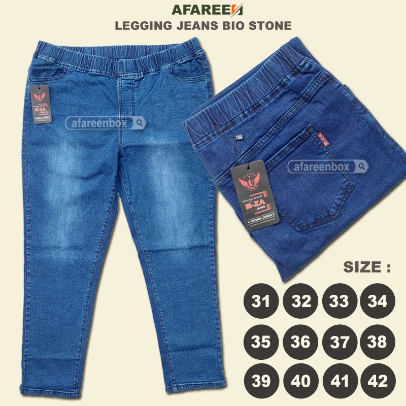 Celana Panjang Jeans Wanita Legging Jeans Bigsize Pinggang Karet Melar Stretch Jumbo Celana Jeans Polos Basic 31-42