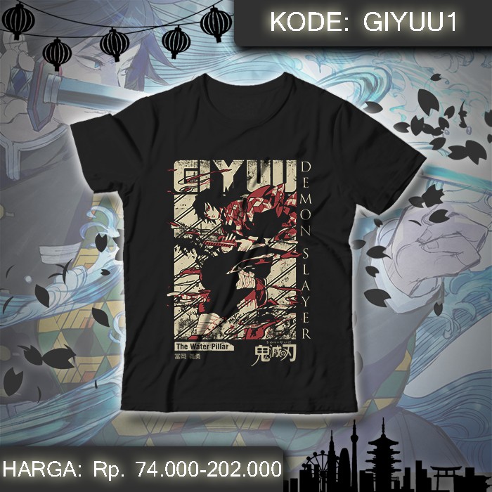Baju Kaos Anime Kimetsu no Yaiba - Giyuu The Water Pillar 1 Demon Slayer