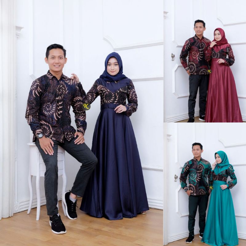 COD Gamis Couple Sarimbit Suami Istri Murah Terbaru Batik Sarimbit motif bunga