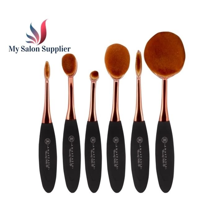 Kuas Oval Make Up Brush Set isi 6 Hitam Merk