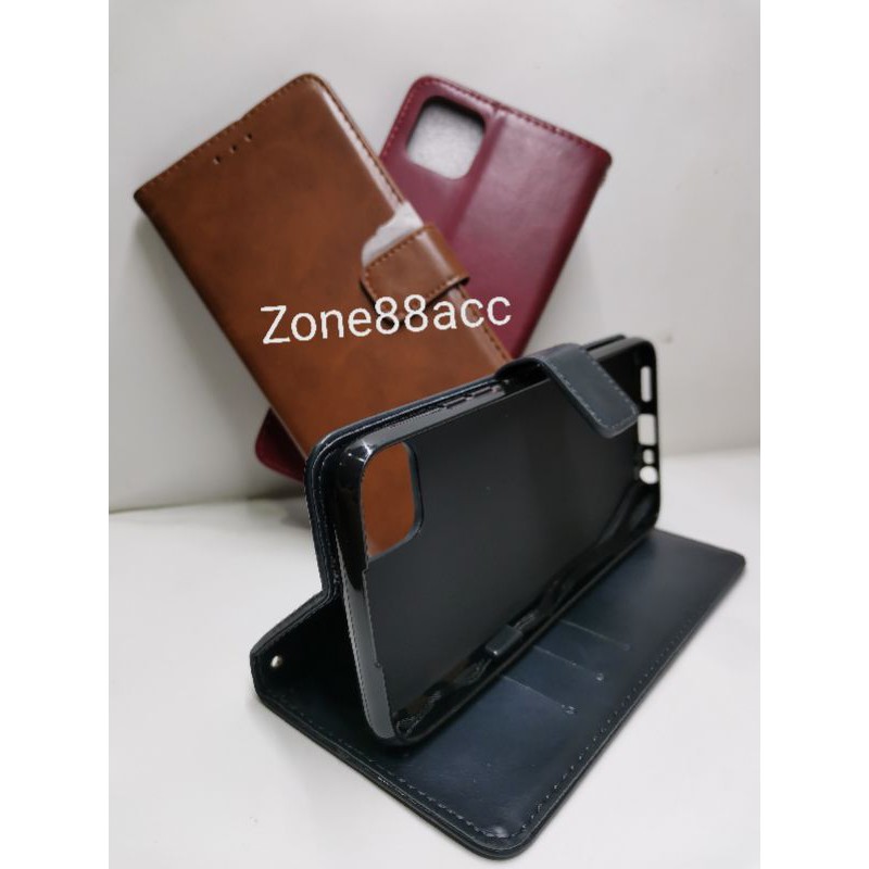 Realme C11 Leather Case Flip Cover Casing Sarung Dompet Wallet Kulit