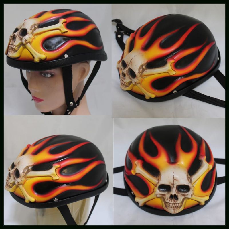 Helm Sepeda / Motor Helm Tengkorak Airbrush Batok 3D