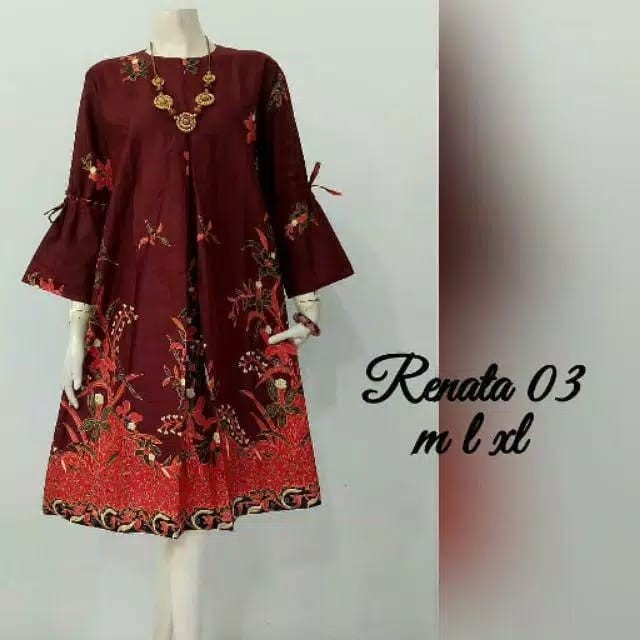 Aserehe Zigzag Tunik Jumbo Batik Mataraman Sogan Camaline Seragam Kantor Kerja Xxl Ld 132