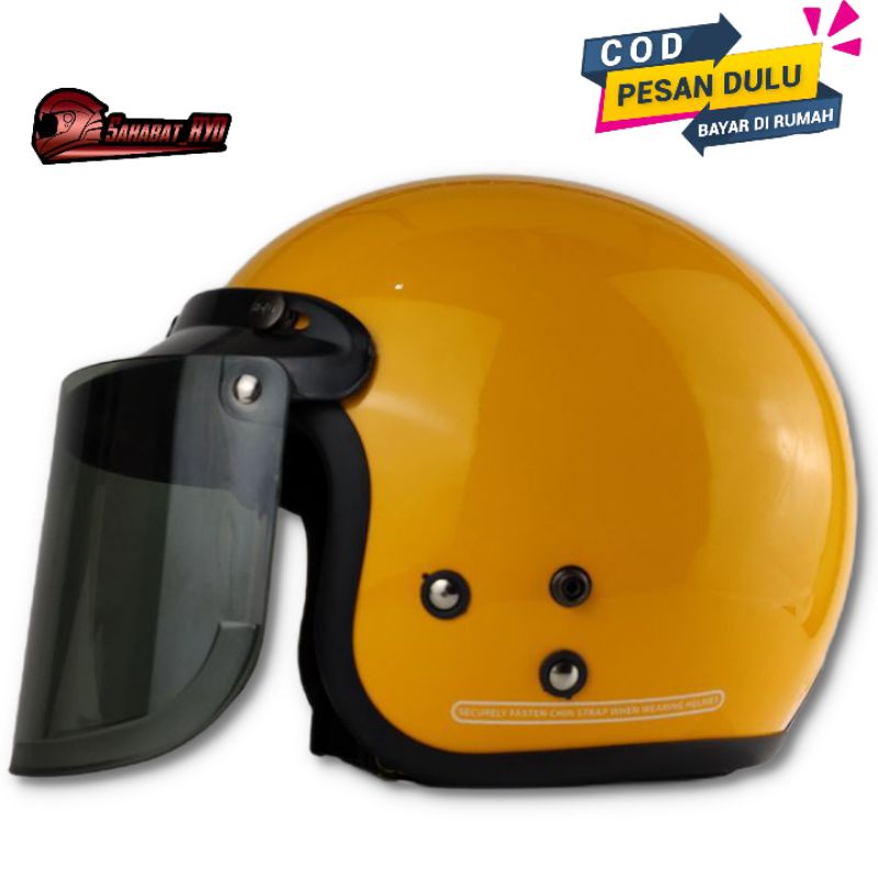 HELM MOTOR BOGO RETRO KACA FLAT SMOKE SNI DEWASA CEWE COWO MASA KINI