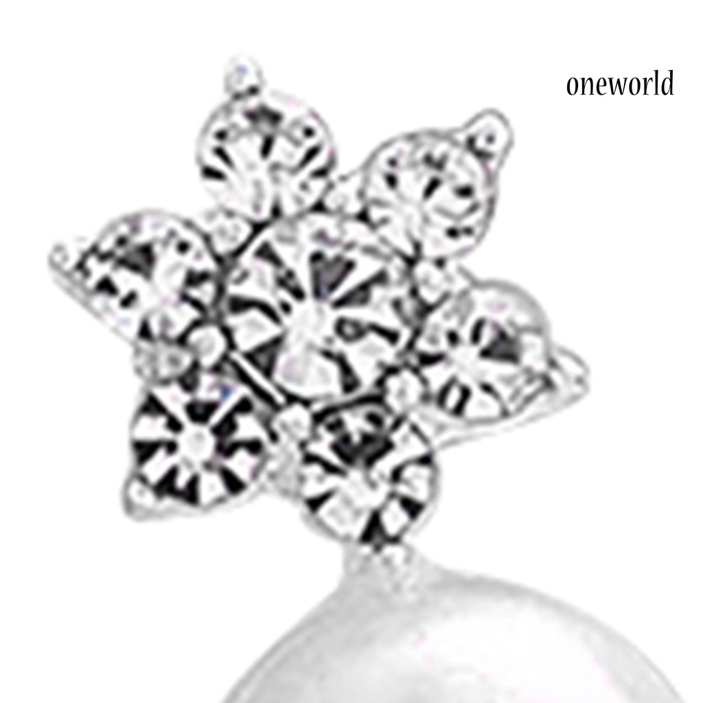 OW@ 1 Pair Cute Snowflake Shape Faux Pearl Earring for Banquet