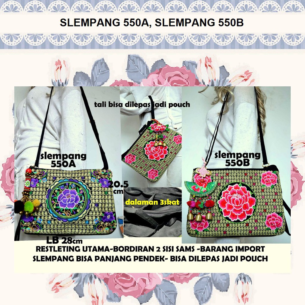 Tas Wanita Selempang Import Motif Bordir Bangkok Thailand  Souvenir Thailand