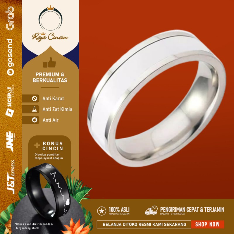 Cincin Titanium Perak Emas Pria Wanita Xuping Hitam Palladium Silver Kasual Asli BTS SET