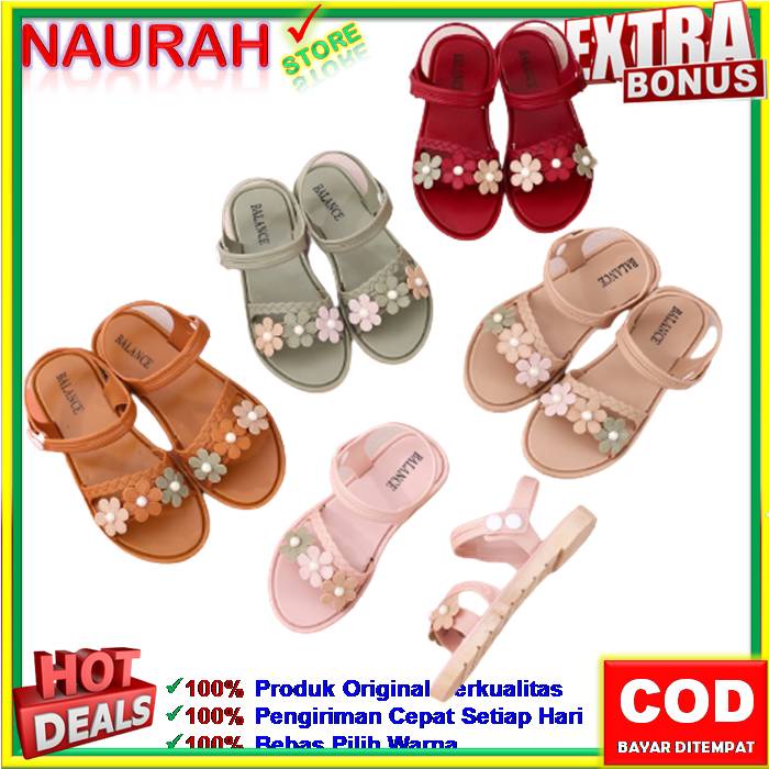 Sendal Anak Balance 1205 X52 Sandal Jelly Import Size 24-29Motif Bunga &amp; Tali Original Empuk Lentur Cantik Nice Diskon Promo