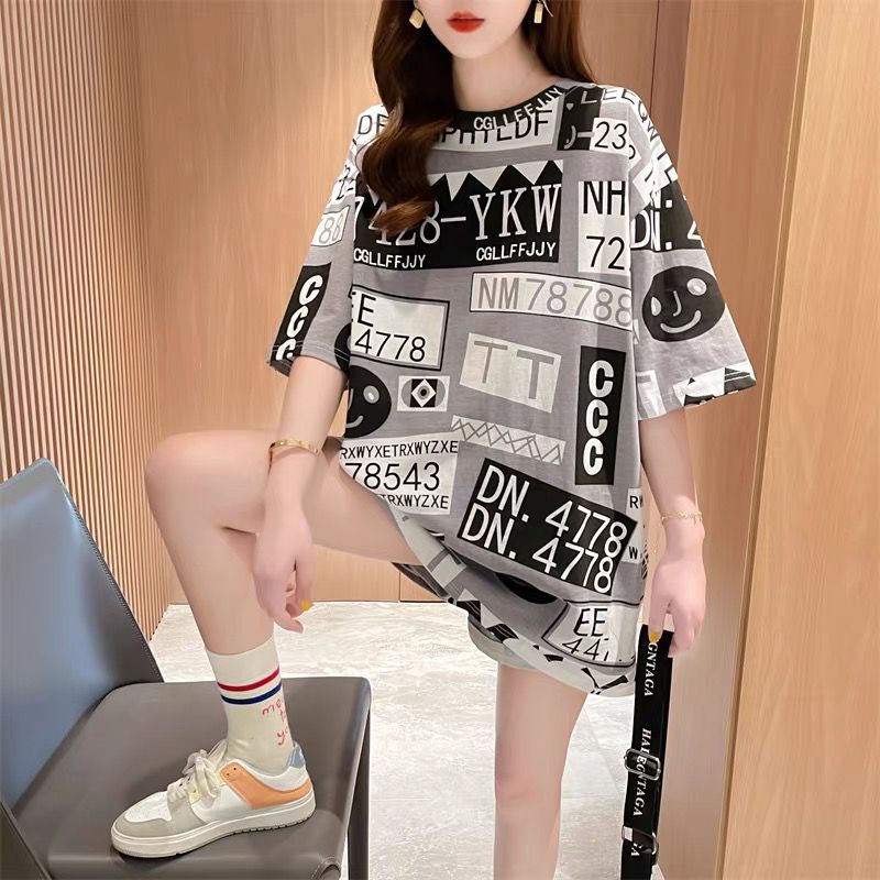 THISTLE - Oversize Tee Tshirt Wanita Model Longgar Motif YKW Full Print