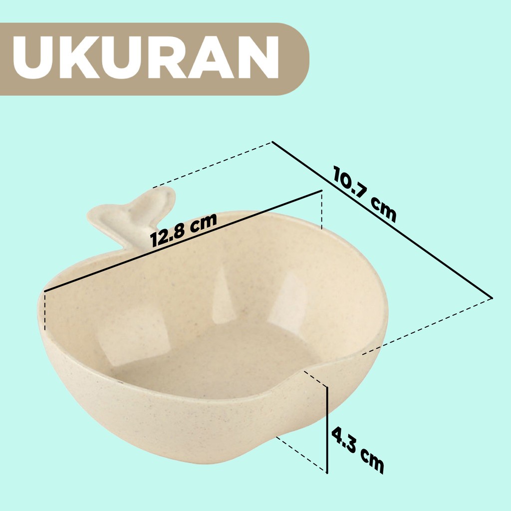 Mangkok bentuk Apel Wheat Straw Bowl | Mangkuk Plastik Microwave Warna Warni | Apple Bowl