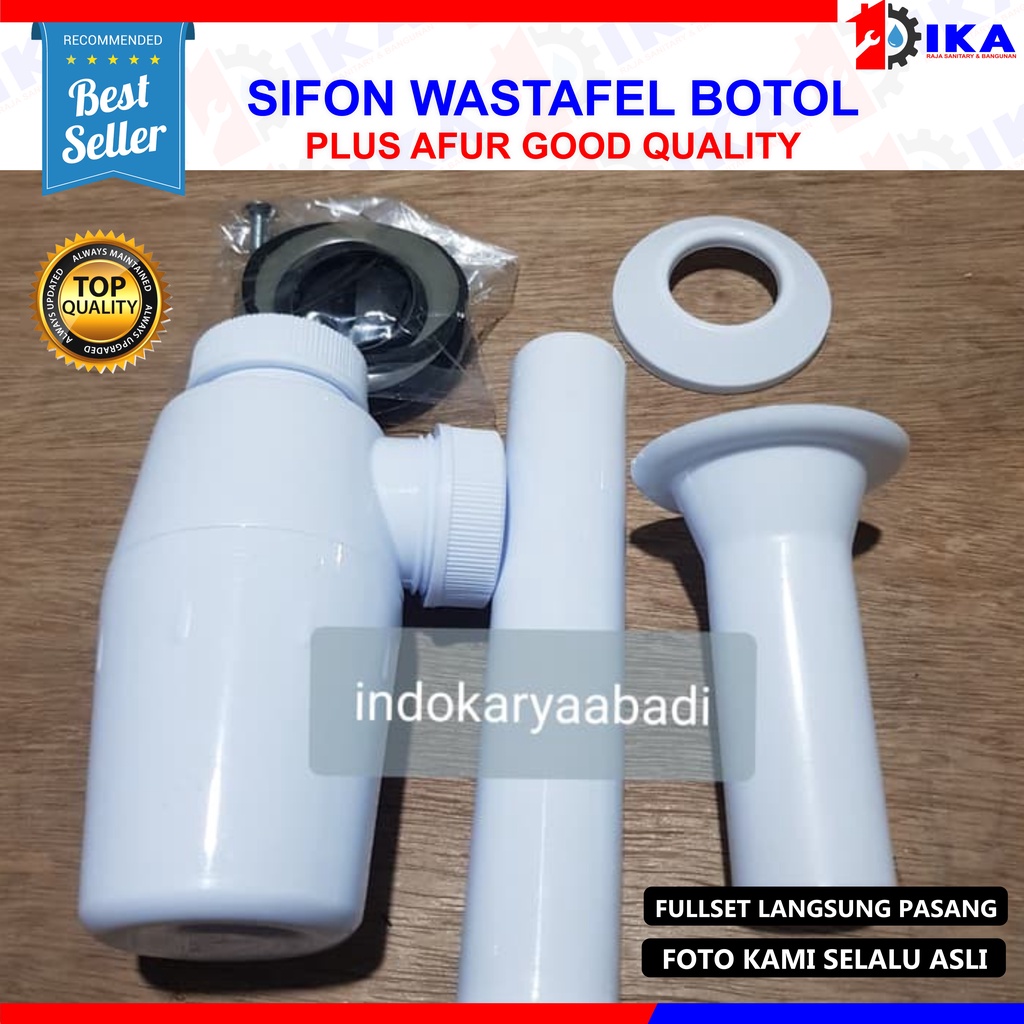 Sifon botol PVC pembuangan wastafel warna putih Ukuran drat 1 1/4 inch Kuat dan tebal