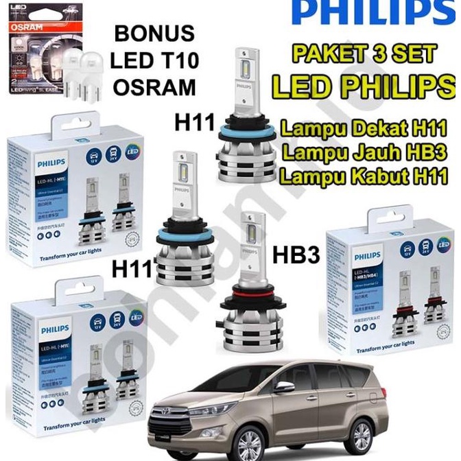 Paket 3 Set LED INNOVA REBORN PHILIPS Ultinon Low, High Beam, Foglamp