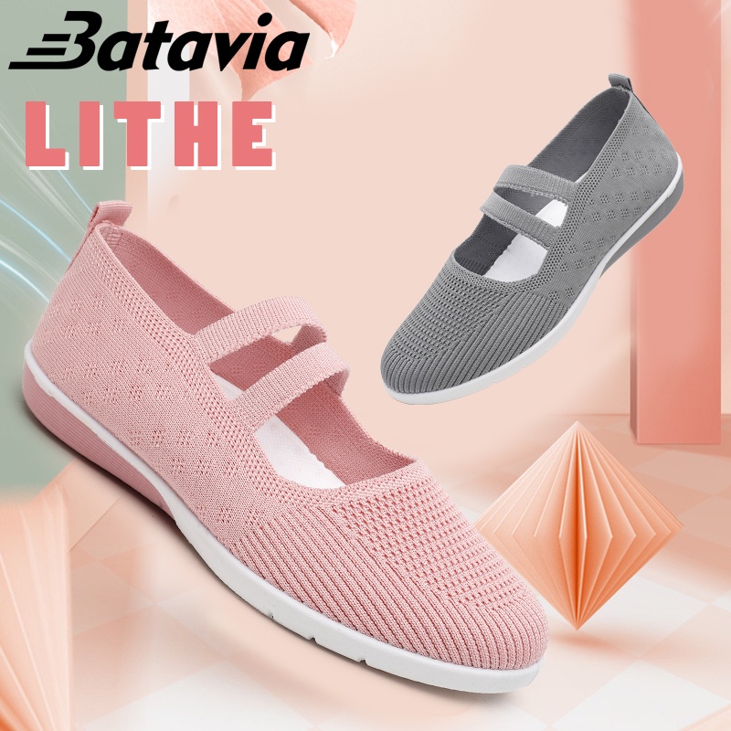 Batavia 2023 baru sepatu datar terbang anyaman sepatu wanita sepatu hak rendah sepatu kerja yang nyaman sepatu slip-on A160