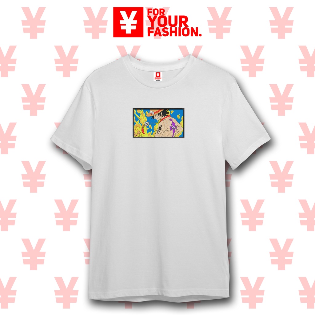 FYF T-SHIRT AS #4 - LUFFY HNA WHITE EMBROIDERY KAOS BORDIR