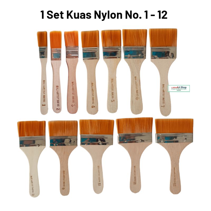 KUAS NYLON FLAT LENGKAP NO.1-12