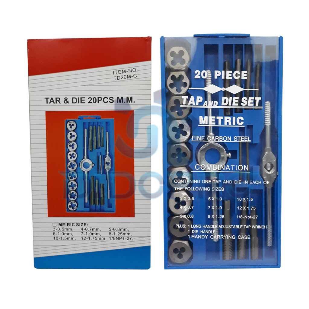 TAP and DIE SET 20 PCS TAP AND DIE SENAI ULIR DRAT BAUT MUR