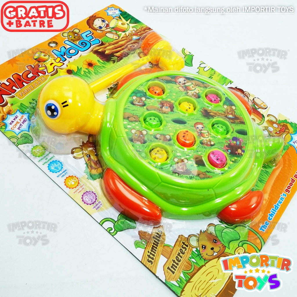 Electric Whack A Mole Turtle Mainan Pukul Anak Kura-Kura Mainan Edukasi Anak