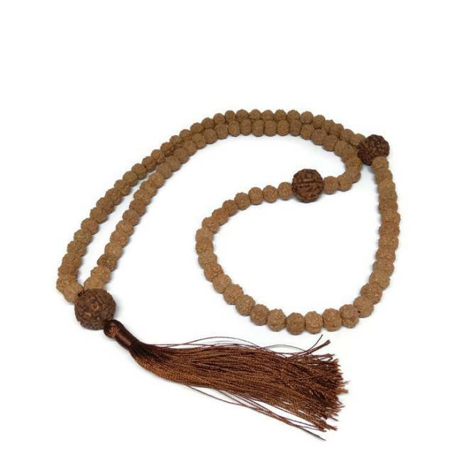 Kalung Tasbih Jenitri Rudraksha Genitri Ganitri Asli Benang Coklat