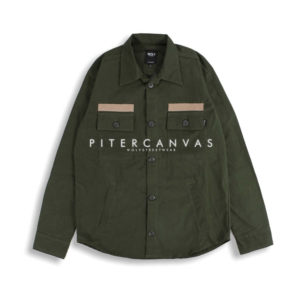JAKET SK2 ARMY PITER CANVAS WOLV CASUAL PRIA | JACKET CASUAL POLOS SIMPLE PRIA BEST QUALITY