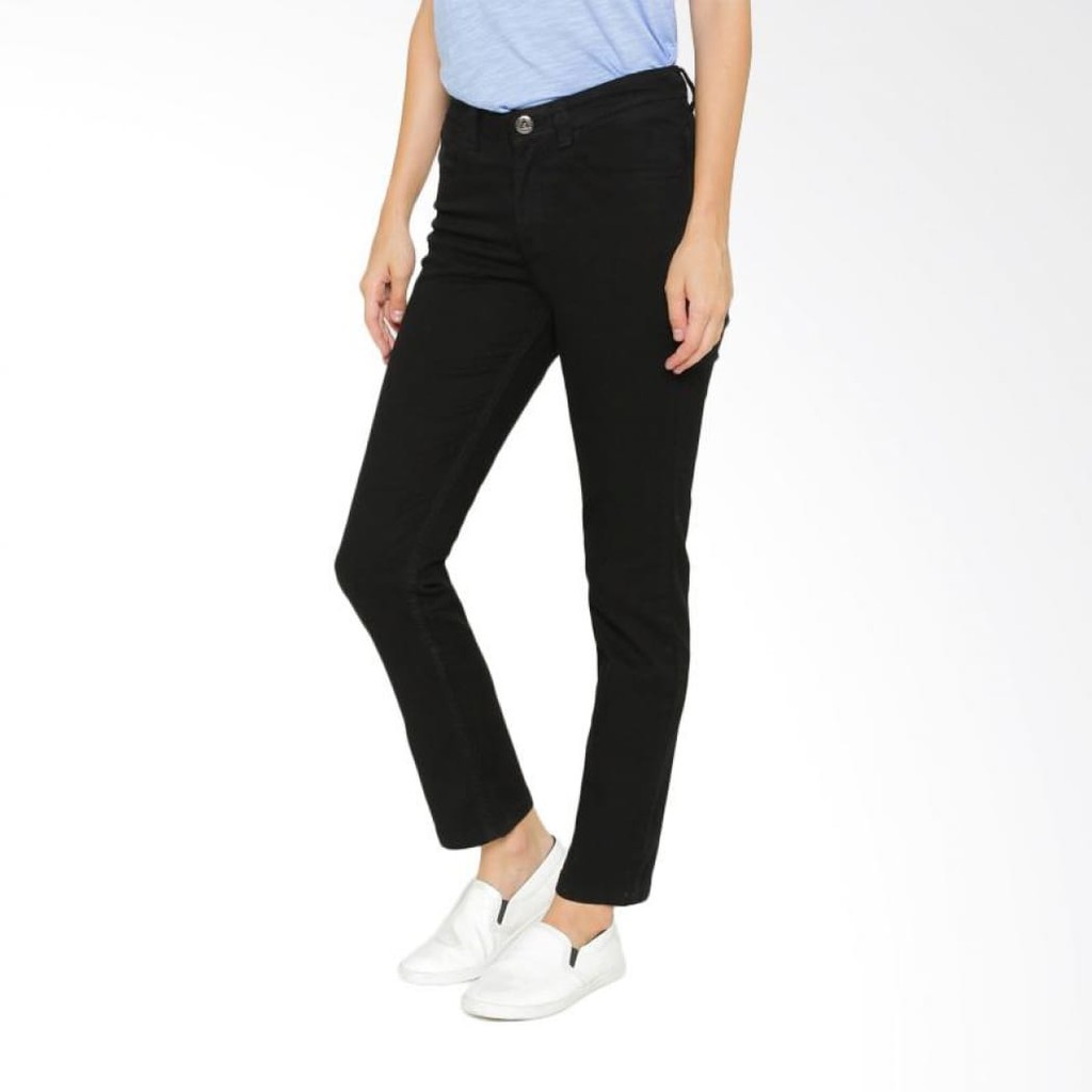 CELANA JEANS DENIM FULL BLACK WANITA SKINNY HITAM MELAR